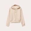 Pull &agrave; capuche manches longues beige femme