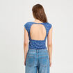 Blouse dos ouvert bleu foncé femme