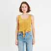 Débardeur broderie anglaise jaune moutarde femme