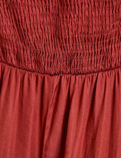 Robe longue &eacute;vas&eacute;e col v satin&eacute;e vieux rose femme