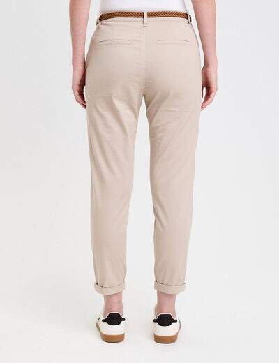 Pantalon chino 7/8ème beige femme