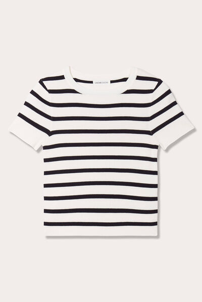 Pull avec manches courtes blanc femme