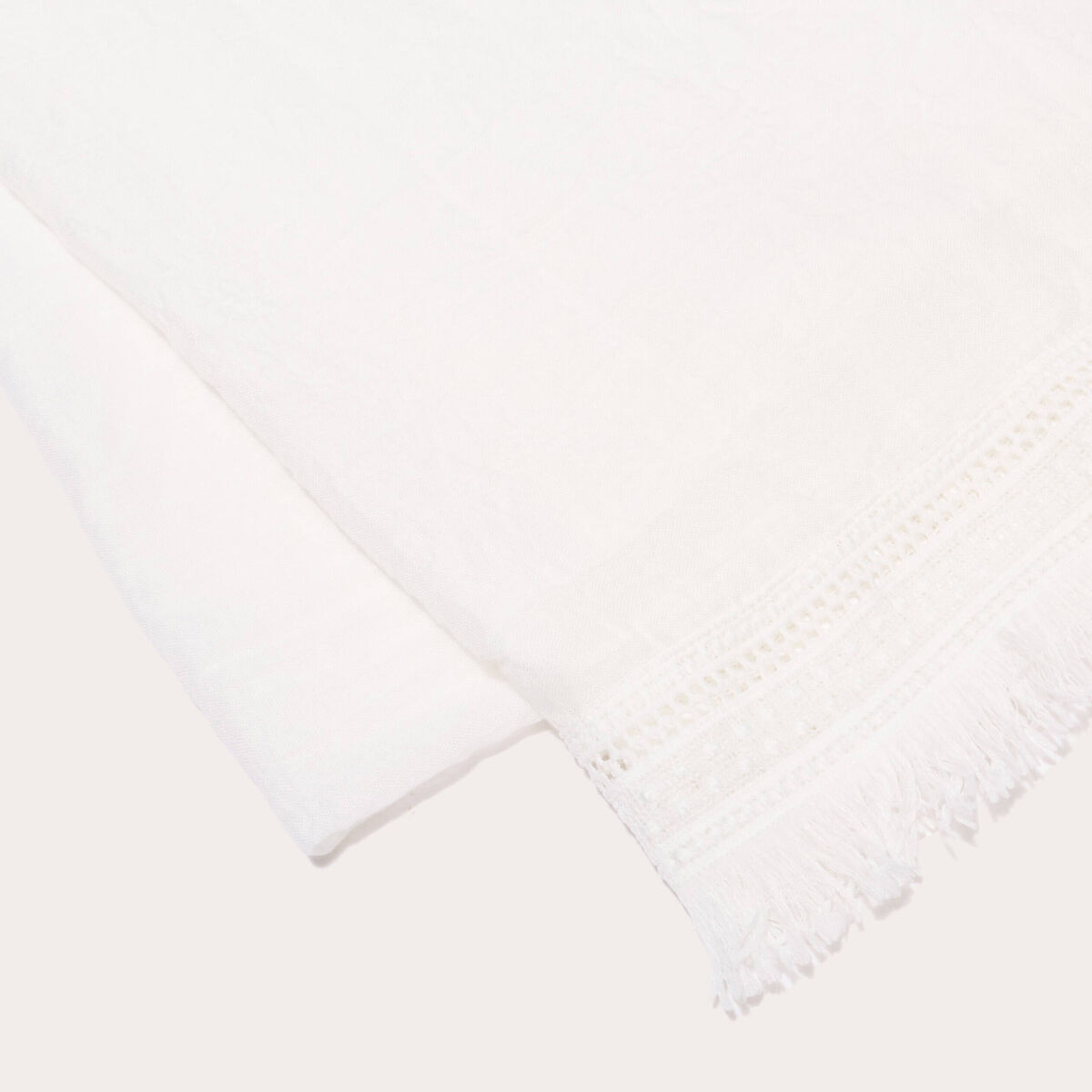Foulard avec franges blanc femme