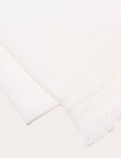 Foulard avec franges blanc femme