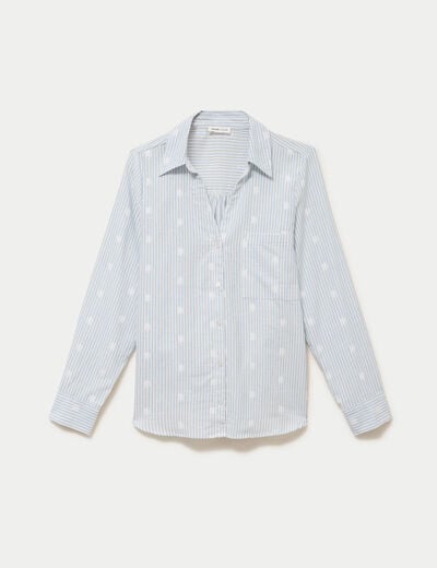 Chemise droite manches longues bleu clair femme