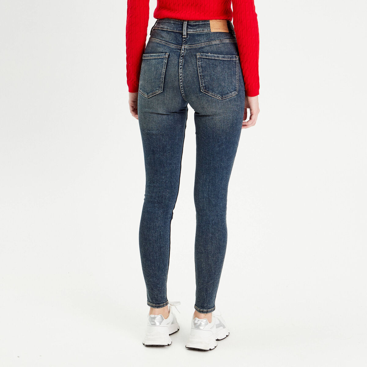 Jeans skinny taille haute denim dirty femme