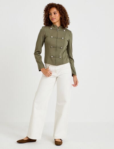 Veste ajust&eacute;e manches longues vert kaki femme