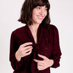 Blouse col lavalli&egrave;re bordeaux femme
