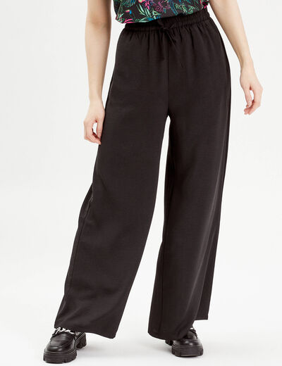 Pantalon large fluide noir femme