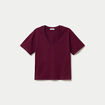 T-shirt col v manches courtes bordeaux femme