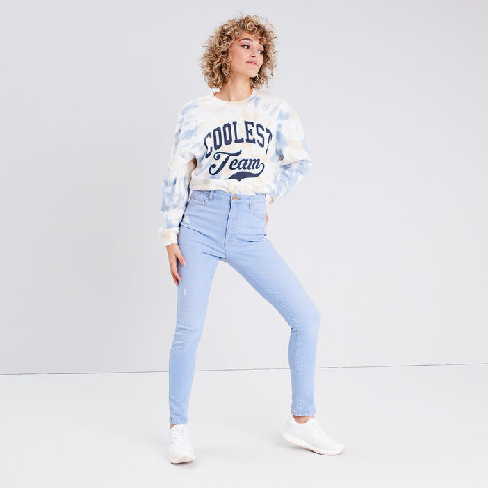 Jeans skinny taille haute denim baby bleu femme