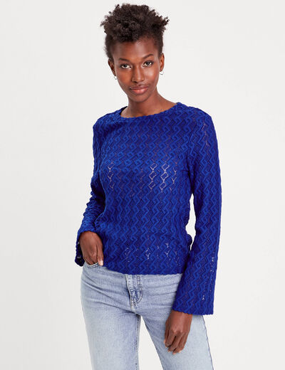 T-shirt manches pagodes bleu electrique femme