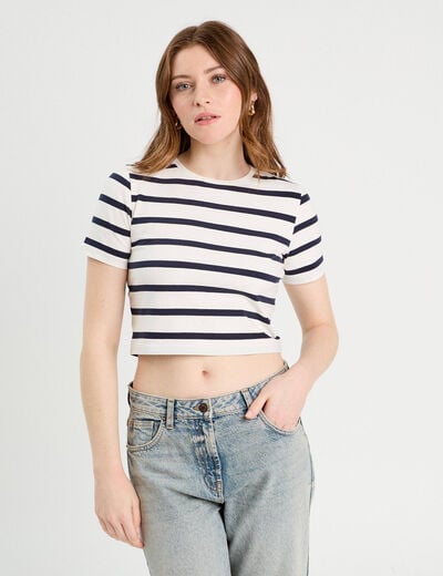 T-shirt cropped blanc femme