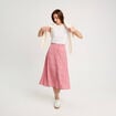 Jupe midi droite boutonnée rose femme