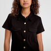 Robe droite boutonn&eacute;e noir femme