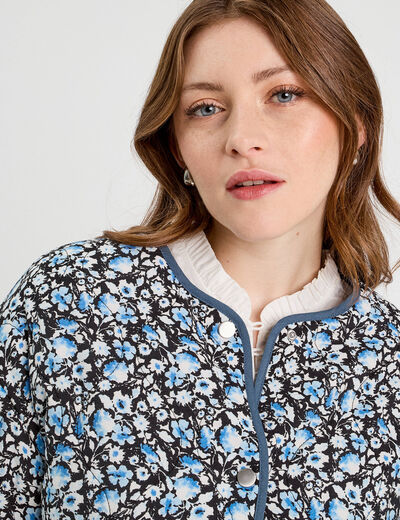 Veste matelassée boutonnée noir femme