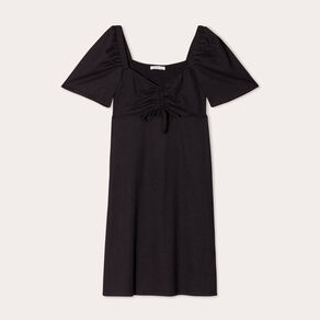 Robe droite avec noeud noir femme