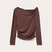 T-shirt ajust&eacute; manches longues marron fonc&eacute; femme