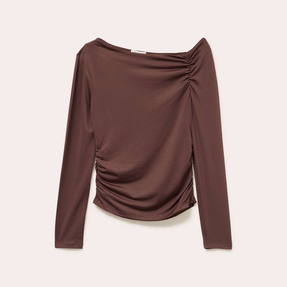 T-shirt ajust&eacute; manches longues marron fonc&eacute; femme