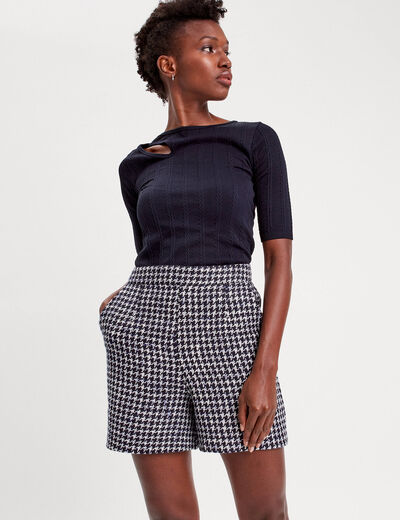 Short large taille haute noir femme