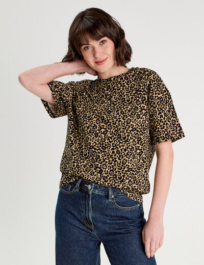 T-shirt manches courtes beige femme