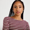 Top ajust&eacute; manches longues col rond rouge femme