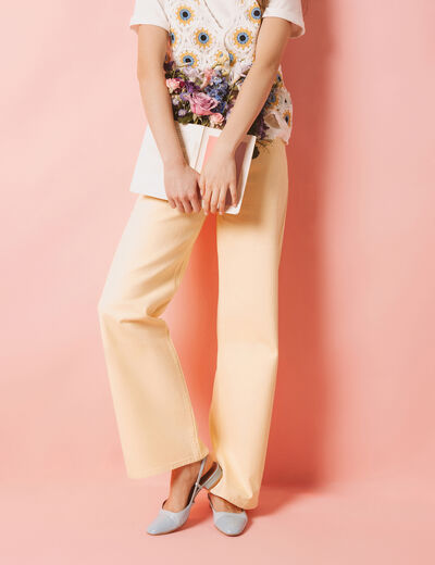 Pantalon fluide voile crêpé - jaune - Kiabi - 12.00