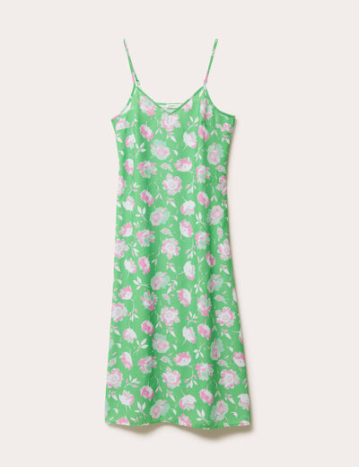 Robe évasée 3/4 col bénitier vert fluo femme