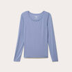 T-shirt uni &agrave; manches longues bleu gris femme