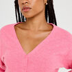 Gilet col v manches longues rose vif femme
