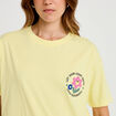 T-shirt bouclettes manches courtes jaune pastel femme