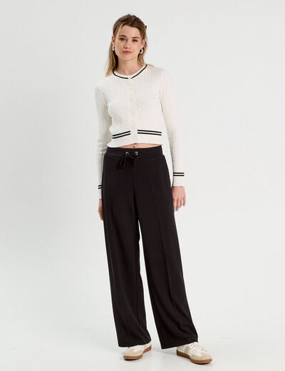 Gilet manches longues ajusté ecru femme
