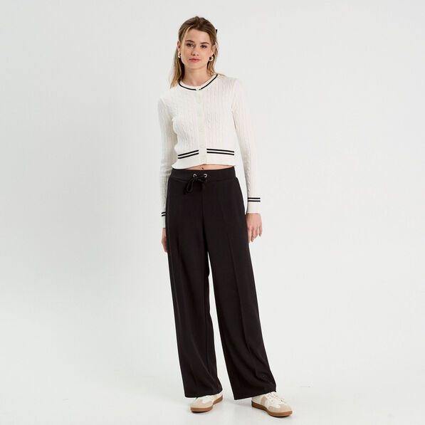 Gilet manches longues ajusté ecru femme