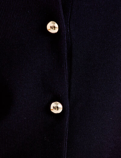 Gilet ajust&eacute; cropped col rond bleu marine femme