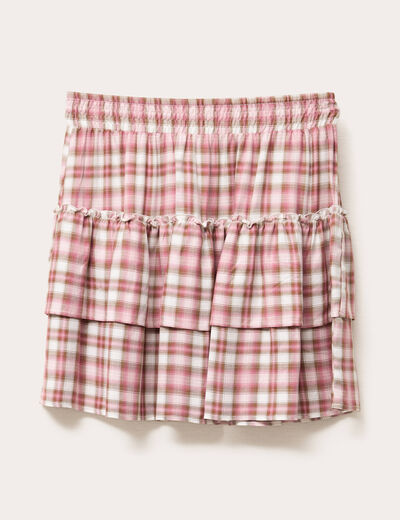 Jupe évasée volants rose femme