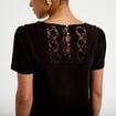 Robe droite courte en maille col rond noir femme