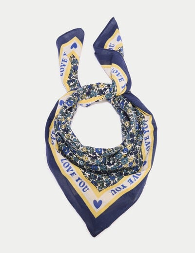 Foulard satin&eacute; soyeux bleu electrique femme