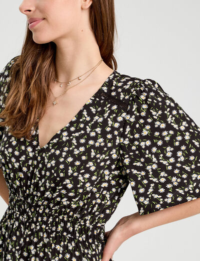 Robe longue évasée multicolore femme