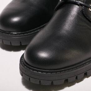 Bottes hautes plates à lacets noir femme