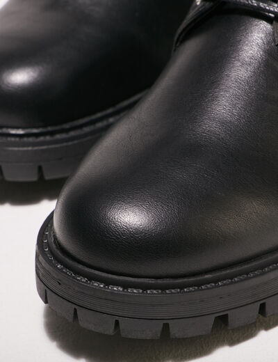 Bottes hautes plates à lacets noir femme
