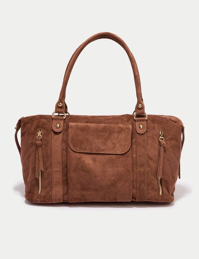 Sac aspect daim camel femme