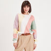 Pull manches longues col rond multicolore femme
