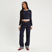 T-shirt cropped 2-en-1 bleu marine femme