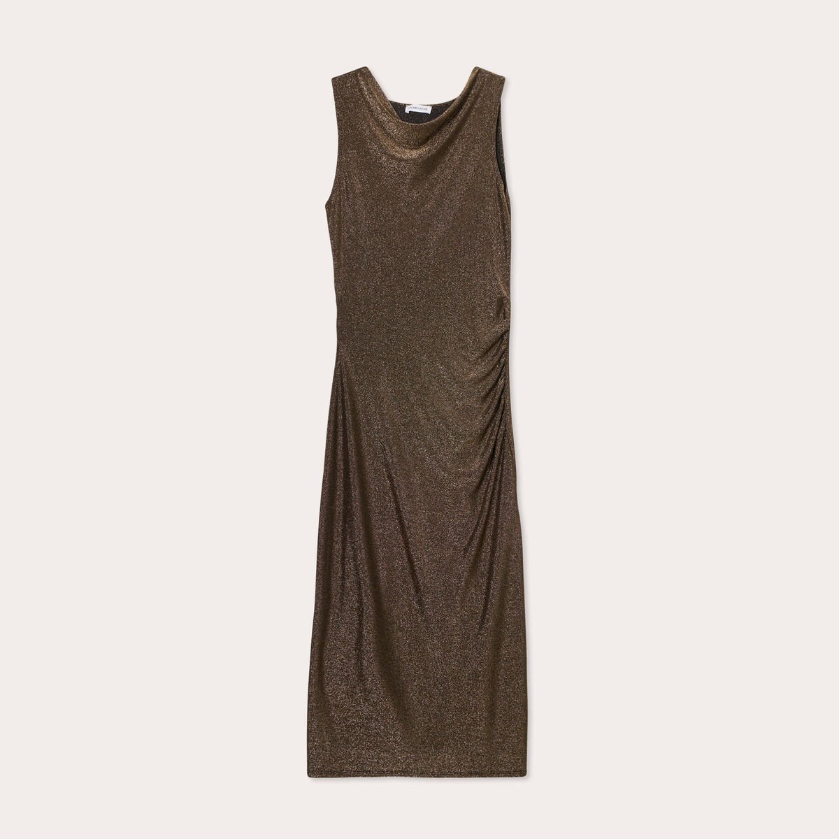 Robe longue ajustée couleur or femme