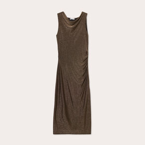Robe longue ajustée couleur or femme