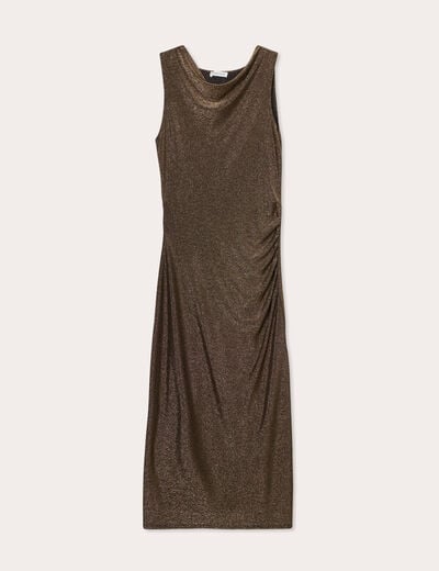 Robe longue ajustée couleur or femme
