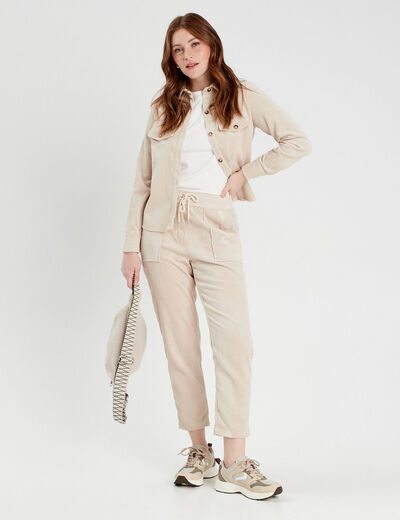 Pantalon slouchy velours sable femme
