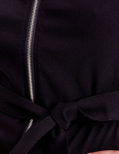 Robe droite zippée ceinturée noir femme