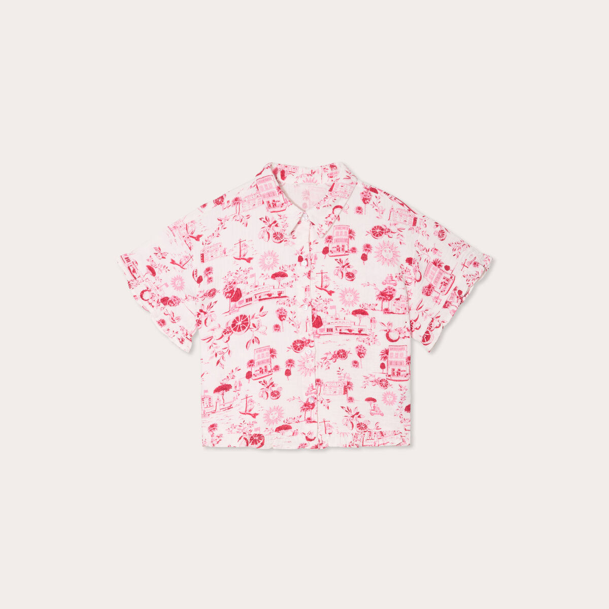 Chemise manches courtes rose fushia femme