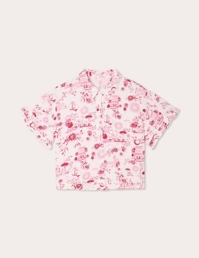 Chemise manches courtes rose fushia femme